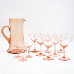 Holiday Ready! Vintage Fluted Pink Glassware Set